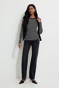 Ribbed Long Sleeve T Shirt