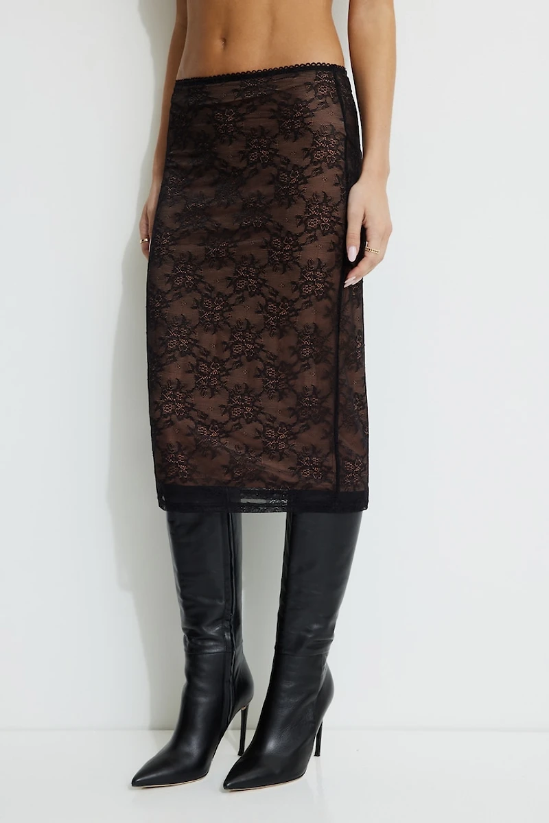 Jupe midi en dentelle Alana