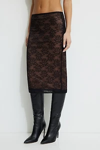 Jupe midi en dentelle Alana