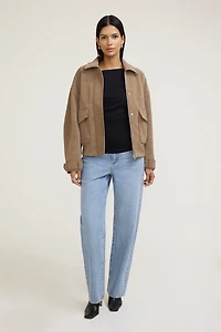 Draped Off Shoulder Long Sleeve Top