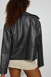 Oversized Faux Leather Worker Jacket