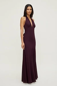 Plunging Flared Maxi Dress