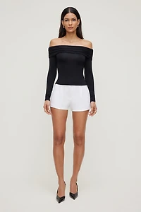 Pleated High Rise A Line Shorts