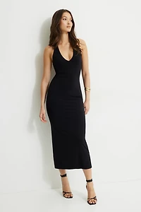 Sculpt Plunging Halter Maxi Dress