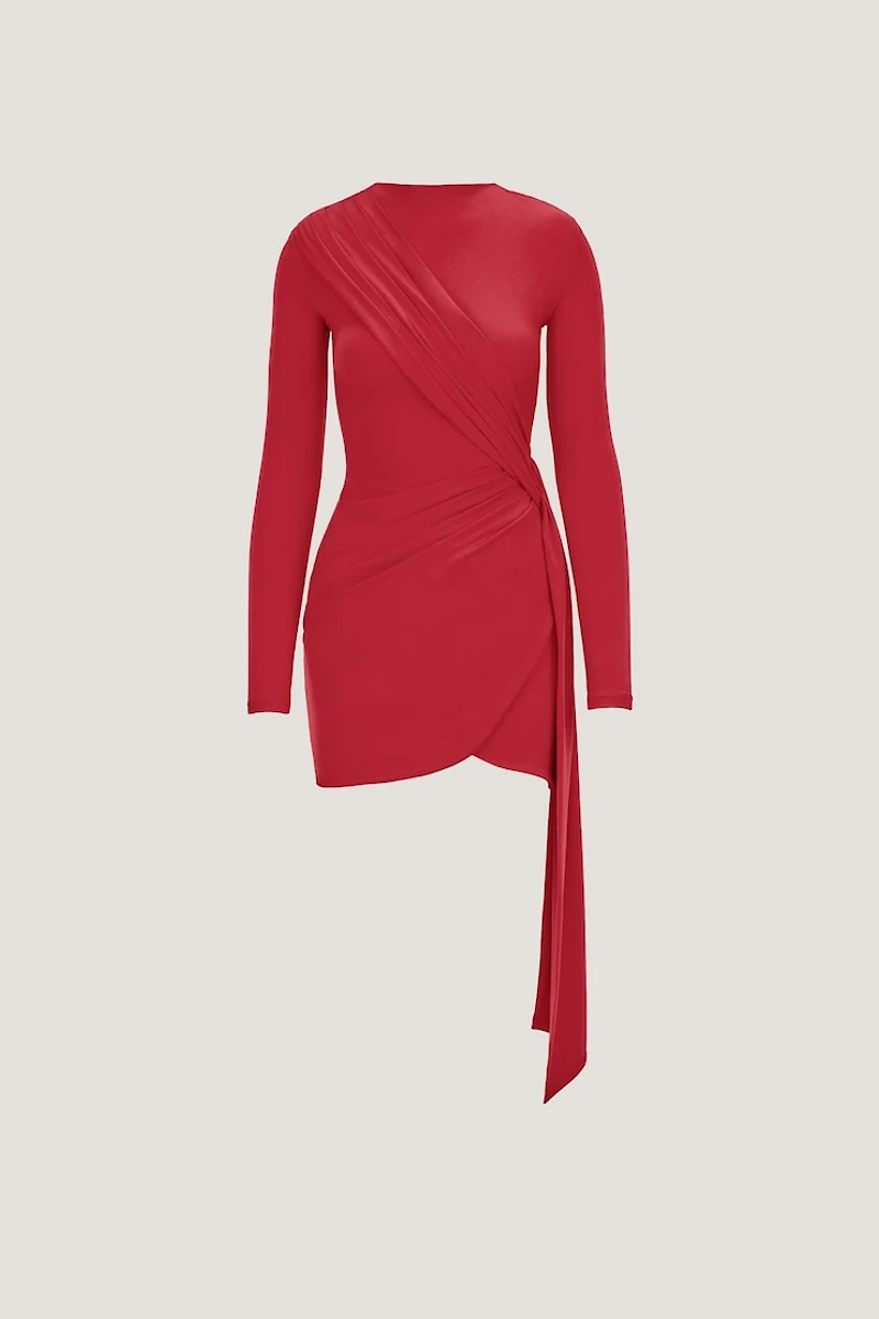 Sculpt Front Drape Mini Dress