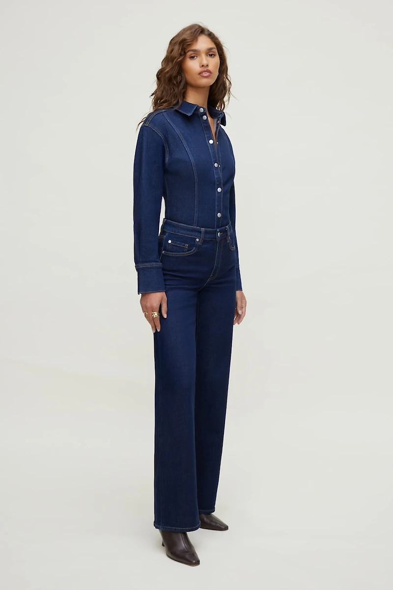 Cinched Stretch Denim Shirt