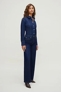 Cinched Stretch Denim Shirt