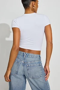 T-shirt écourté à col rond SuperSoft