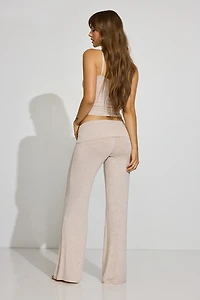 Sheer Ribbed Foldover Pants