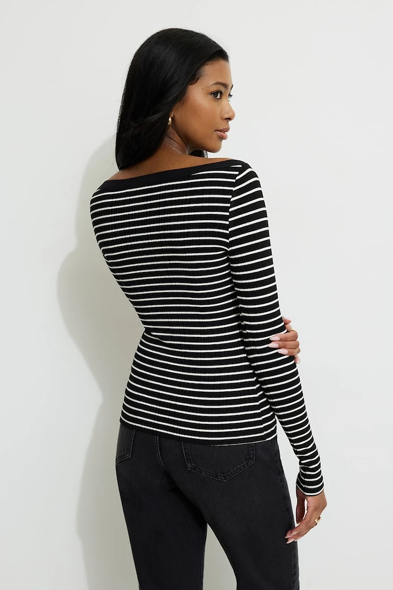 Ribbed Long Sleeve T Shirt