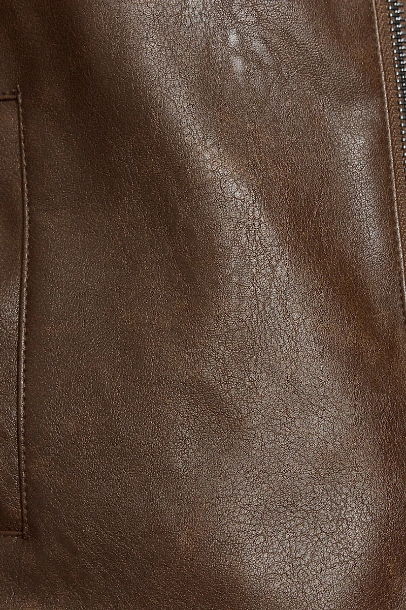 Faux Leather Worker Jacket