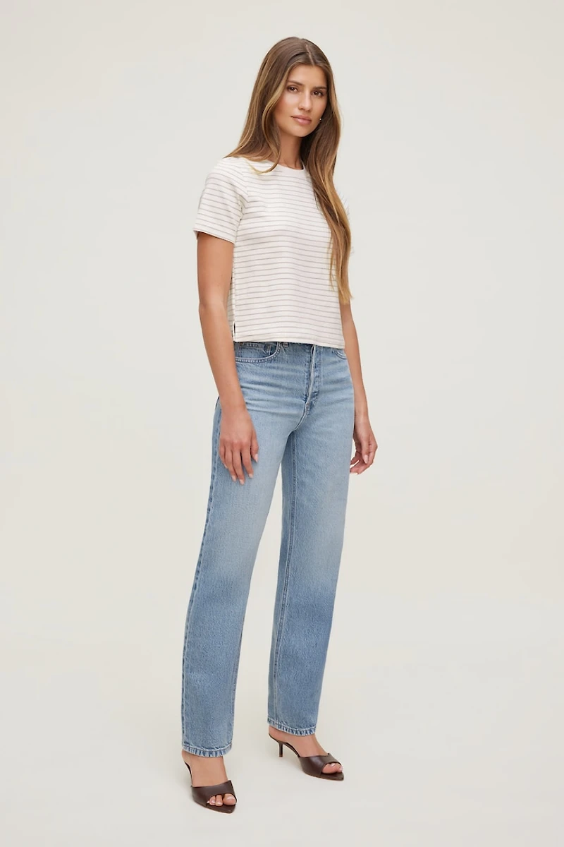 T-shirt quotidien rayé en coton épais