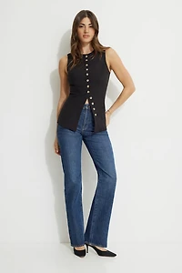 Veste sans manches ouverte à col rond