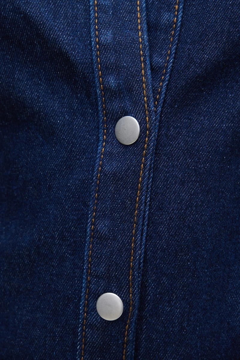 Cinched Stretch Denim Shirt