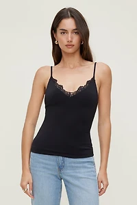 Camisole sculptante à bordure en dentelle