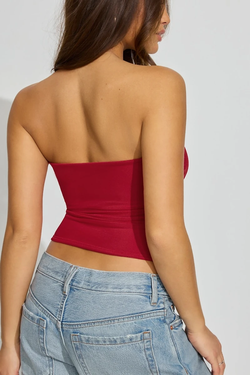 Mesh Ruched Tube Top