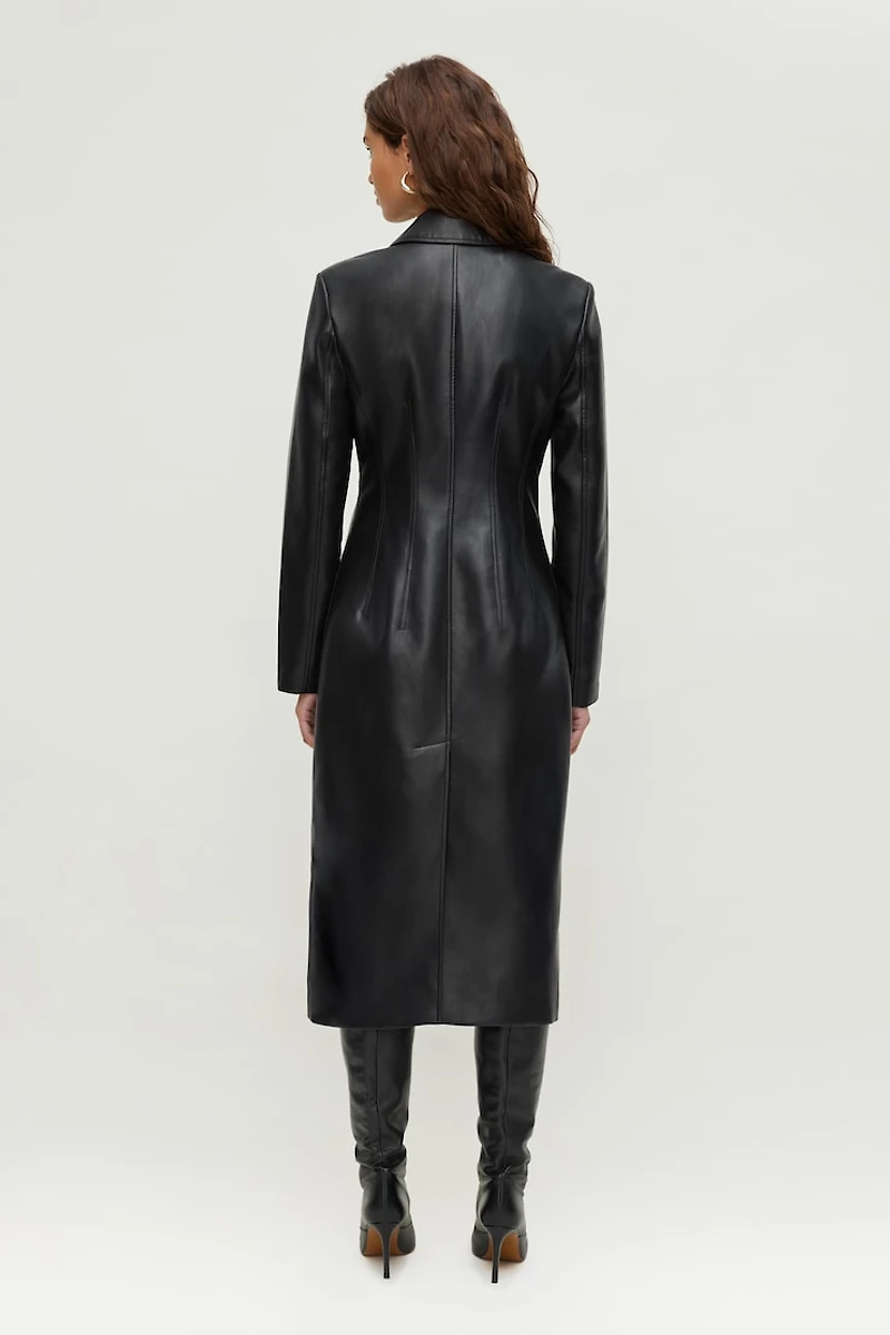 Faux Leather Trench Coat