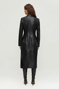 Faux Leather Trench Coat
