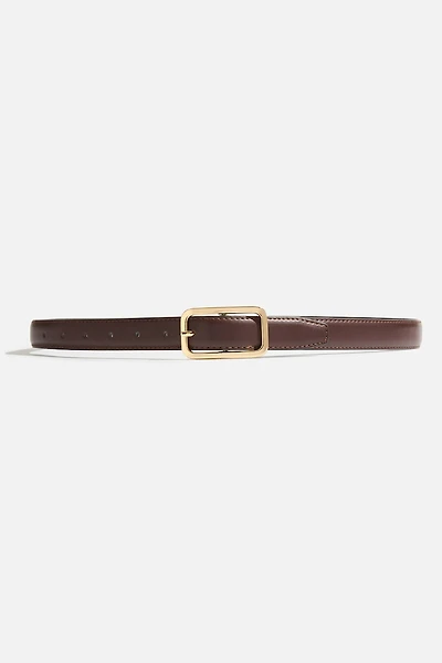 Rounded Rectangle Slim Faux Leather Belt