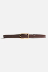 Rounded Rectangle Slim Faux Leather Belt