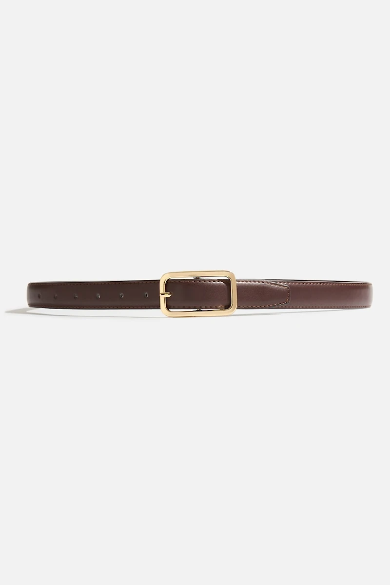 Rounded Rectangle Slim Faux Leather Belt