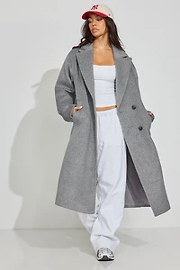 Oversized Long Felted Trench Coat