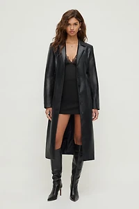 Faux Leather Trench Coat