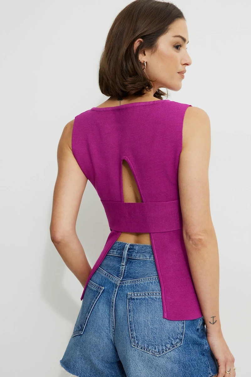 Open Back Knit Tank Top