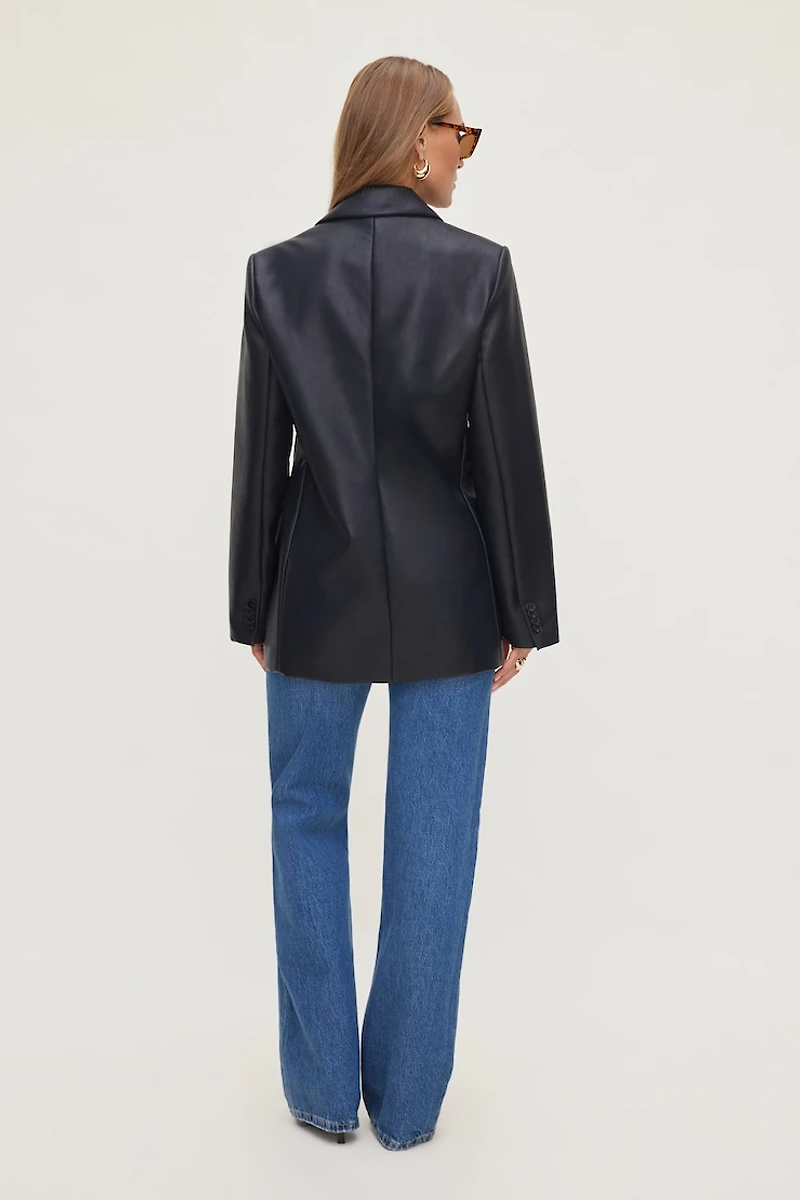 Oversized Faux Leather Blazer