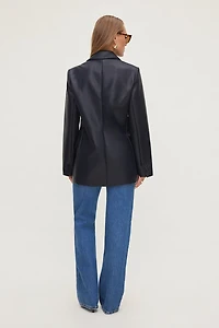 Oversized Faux Leather Blazer