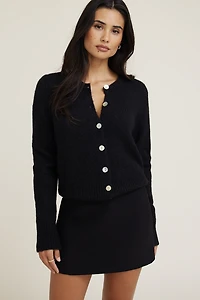 Cardigan pelucheux à col rond Amanda