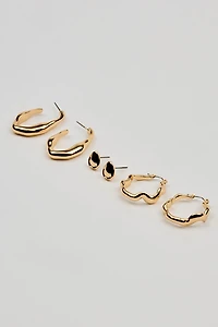 3 Pack of Wavy Studs and Hoop Earrings
