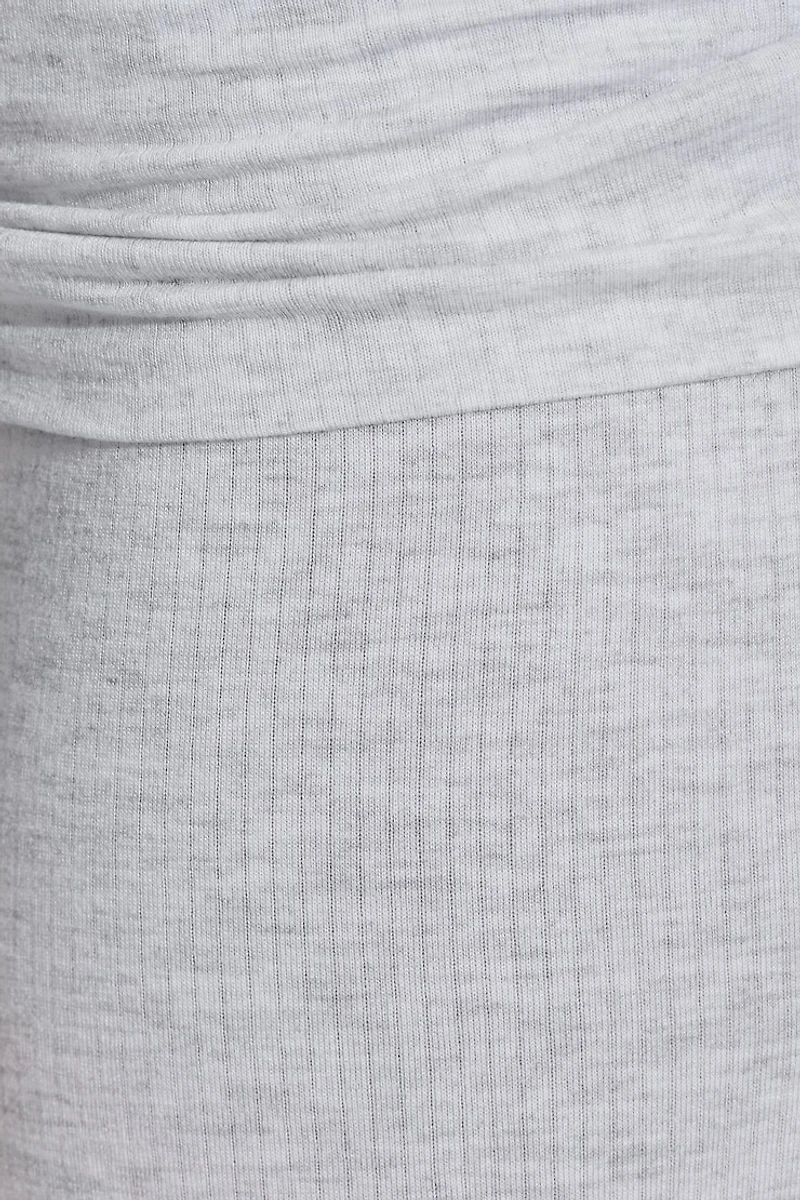 Sheer Ribbed Foldover Pants