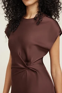 Knotted Satin Mini Dress