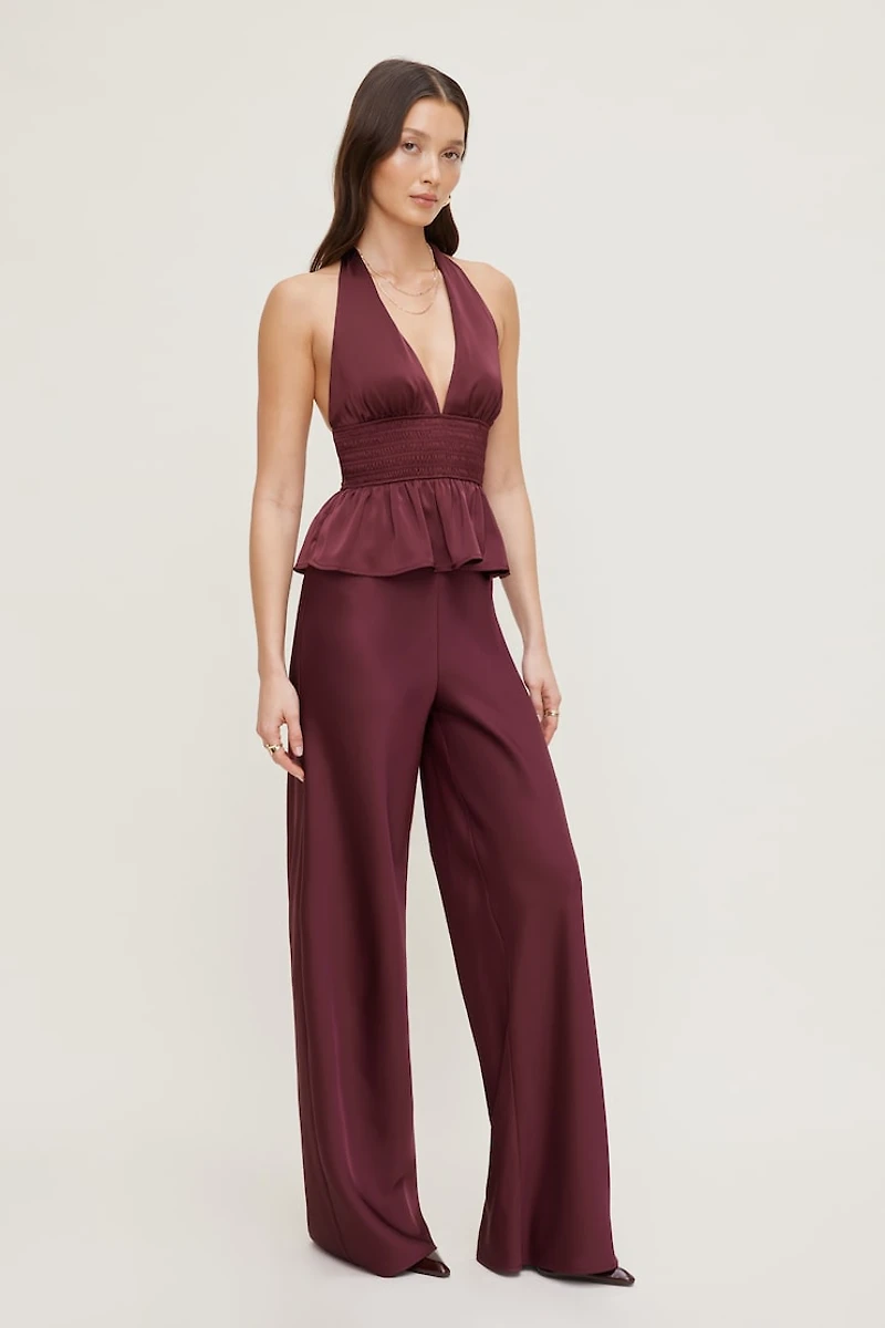 Plunge Satin Halter Top