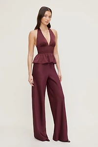 Plunge Satin Halter Top