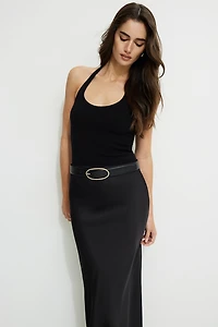 Oval Slim Faux Leather Belt