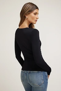 Sculpt Deep Plunge Long Sleeve Top