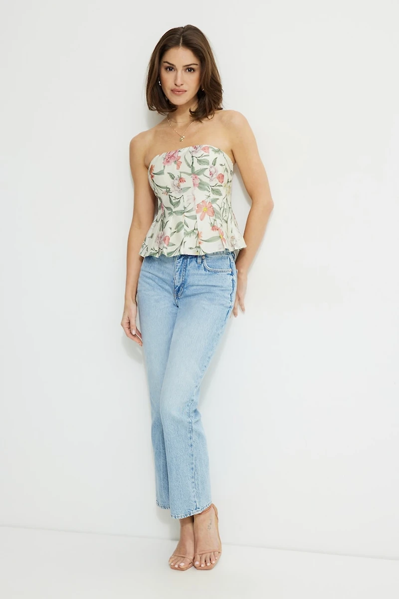 Floral Peplum Tube Top