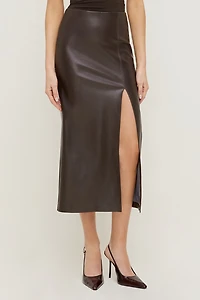 Jupe midi en faux cuir Marlow