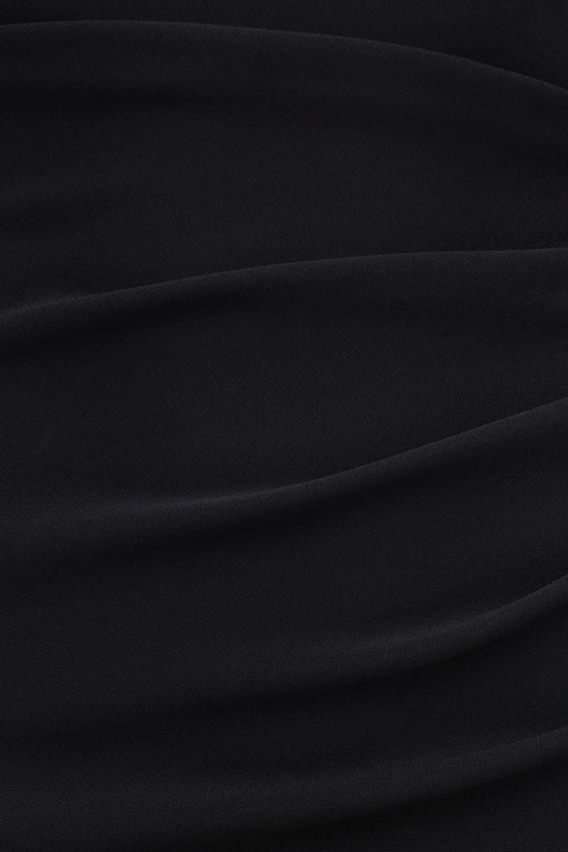 Ruched Off Shoulder Crepe Mini Dress