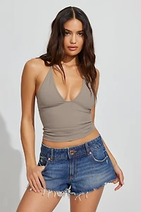 Short décontracté en denim à taille ultrabasse