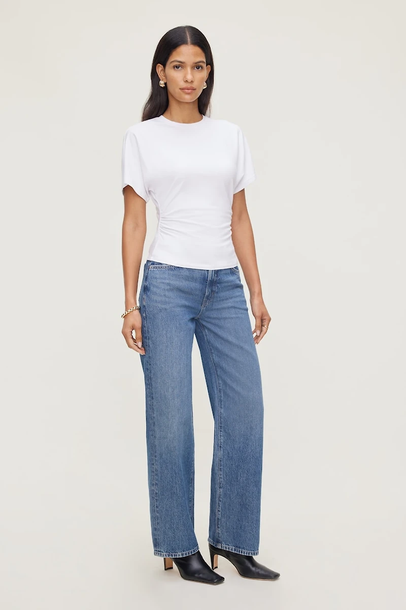 Andrea Shirred Cotton Spandex T Shirt