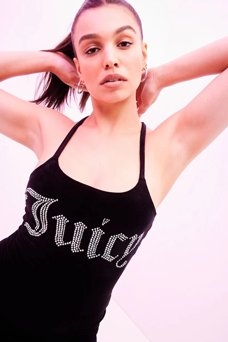 JUICY COUTURE Big Bling Velour Strap Dress