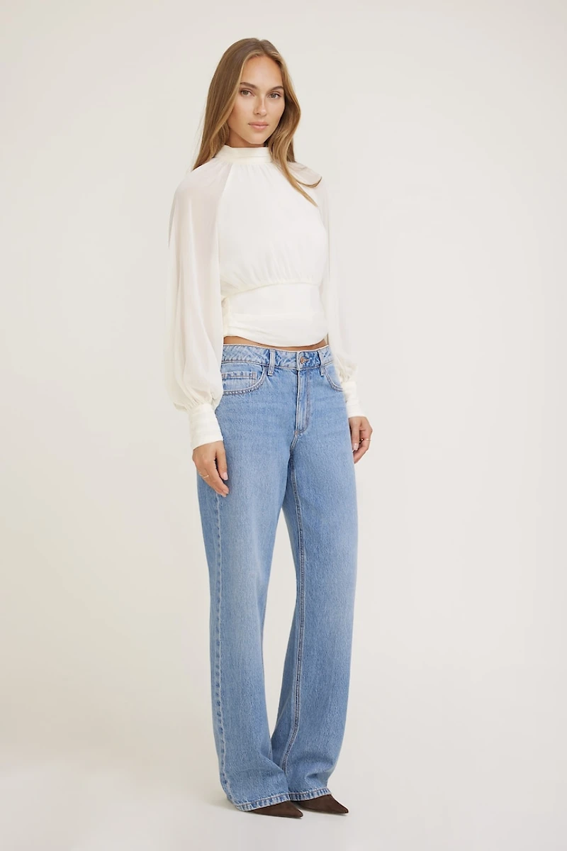 Blouse en chiffon à col montant