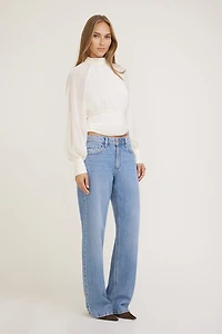 Blouse en chiffon à col montant