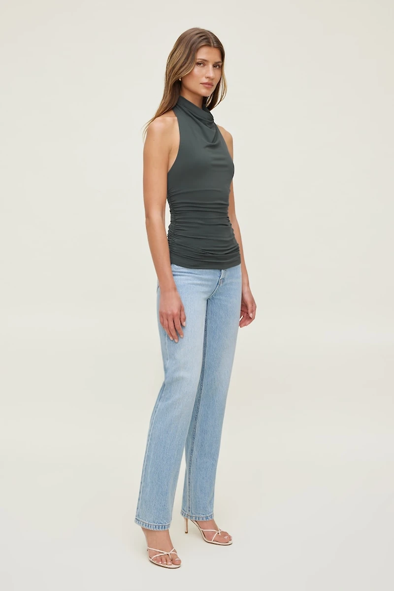 Haut licou sculptant à col châle