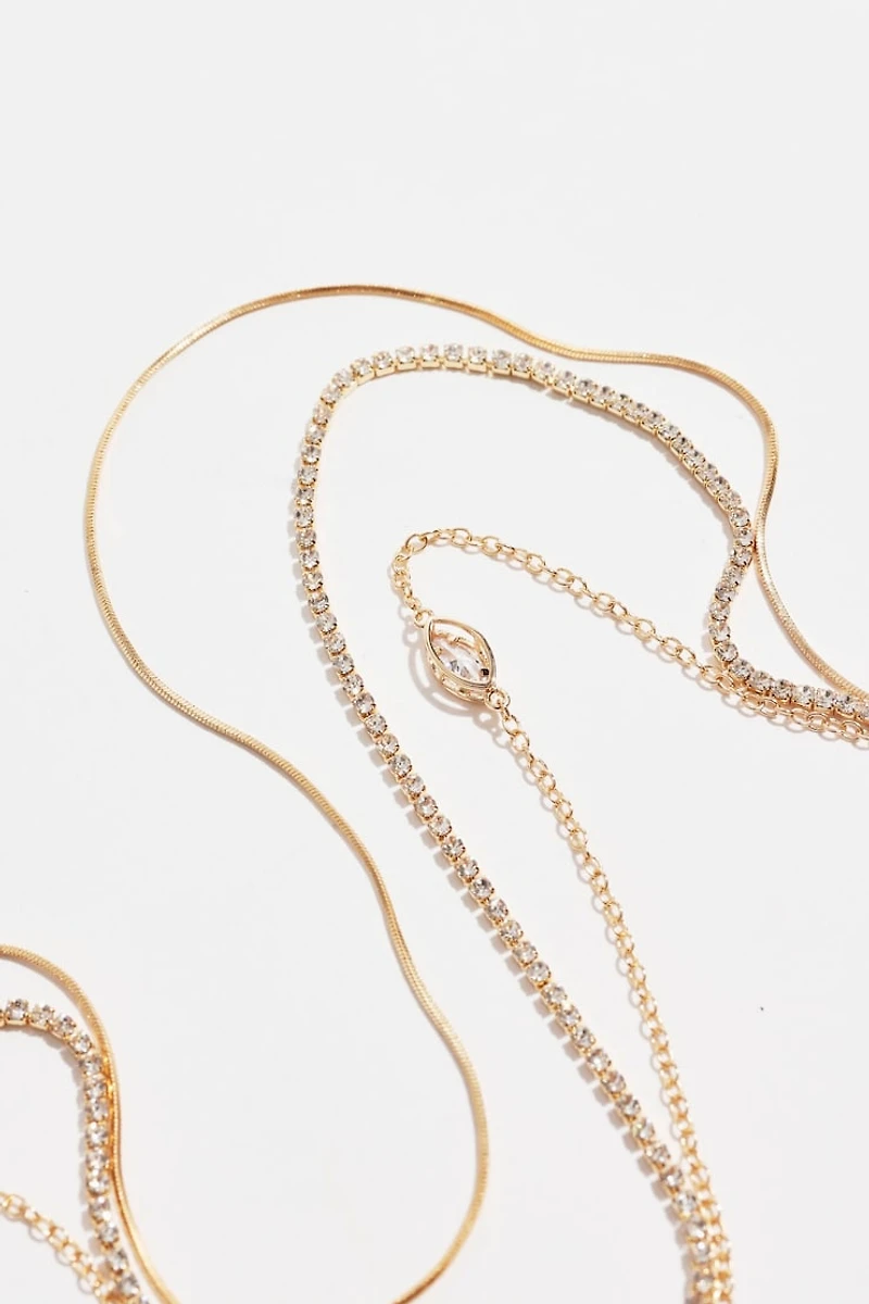 Layered Marquise Pendant Necklace