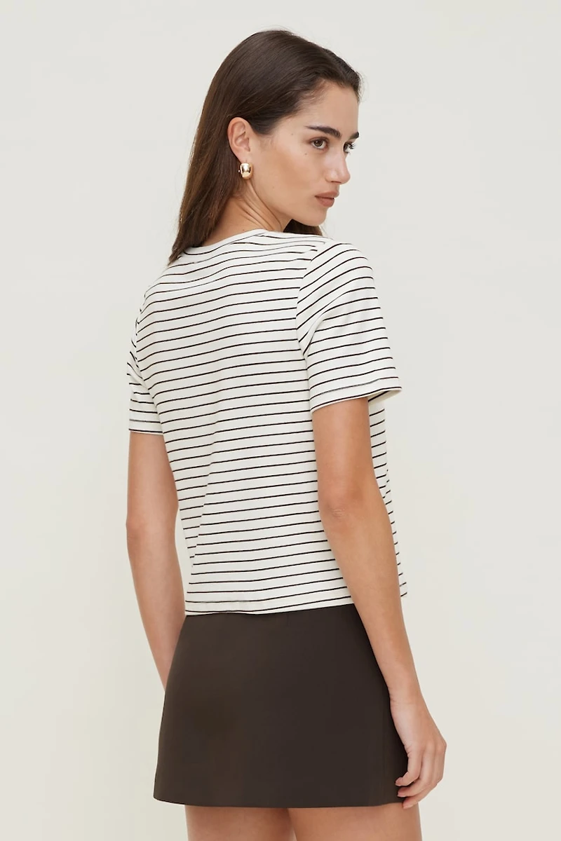 T-shirt quotidien rayé en coton épais