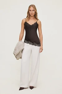Cassie Asymmetric Lace Satin Cami